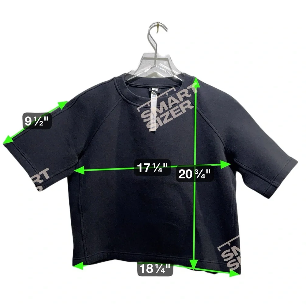 Lululemon NTS Cropped Short Sleeve Sweatshirt Black  Size 10 - Picture 7 of 10